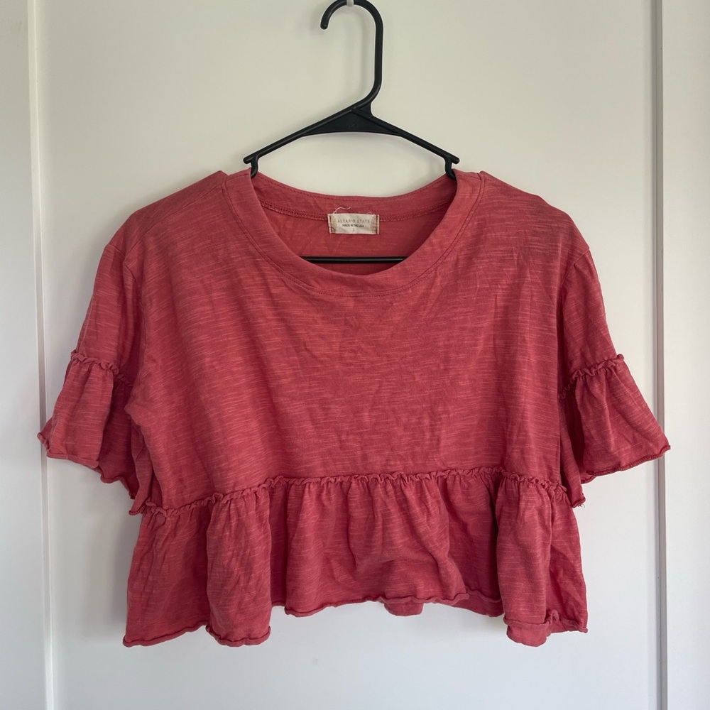 Altar'd State Women's Round Neck Short Sleeve Crop Top Size Small